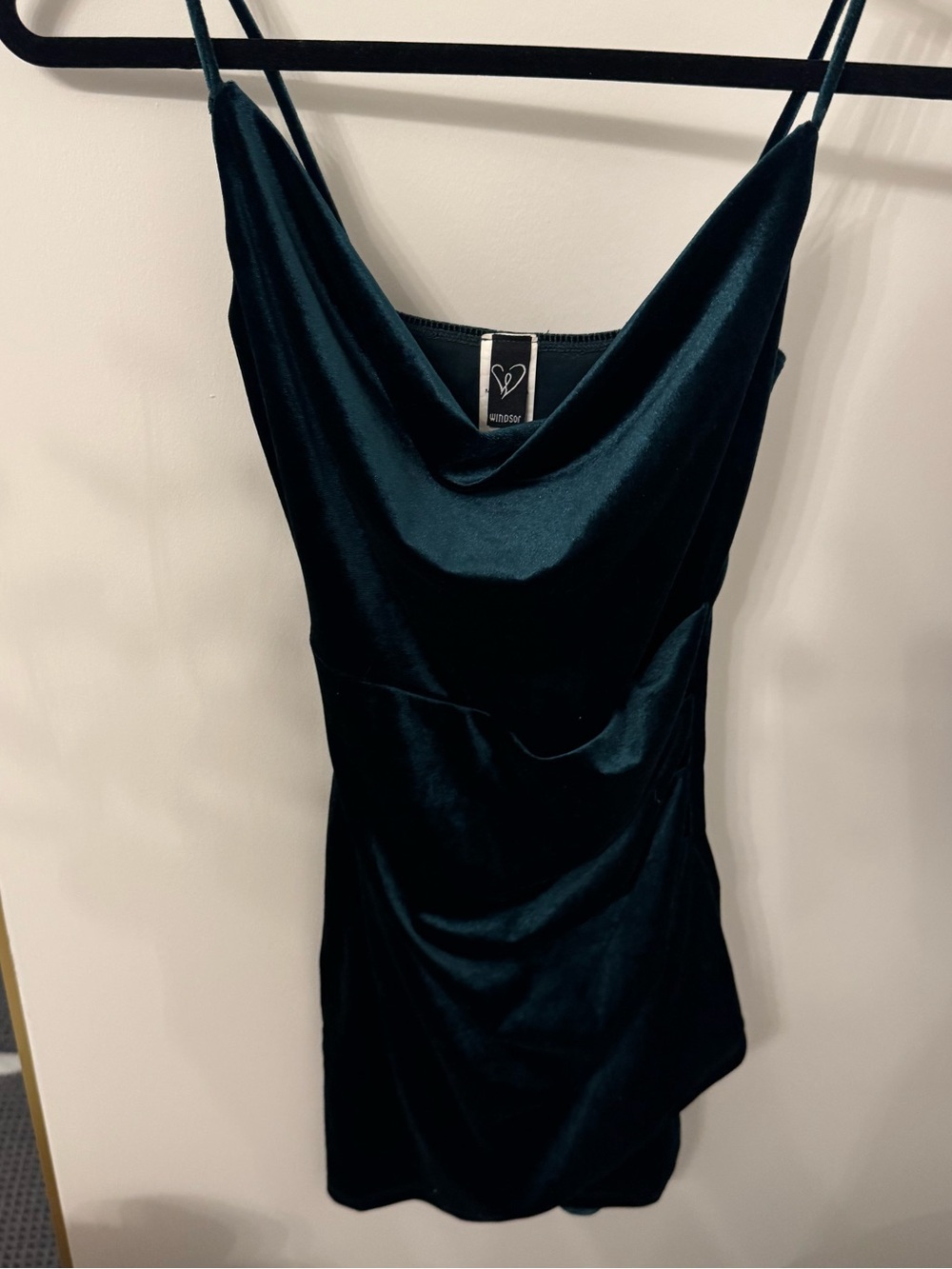 Windsor Dark Green Velvet Cowl Neck Top Mini Dress Size Small